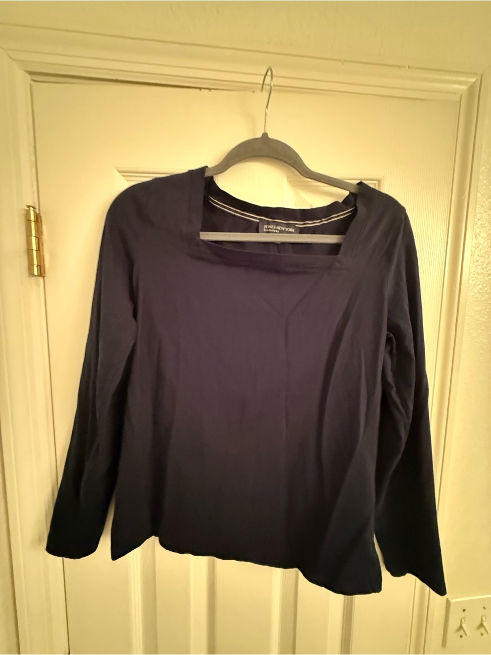 Jones New York Navy Long-Sleeve Square Neck Top